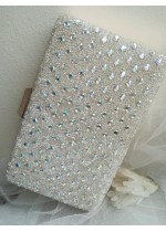 Чанта с кристали Сваровски в цвят шампанско за сватба и бал
